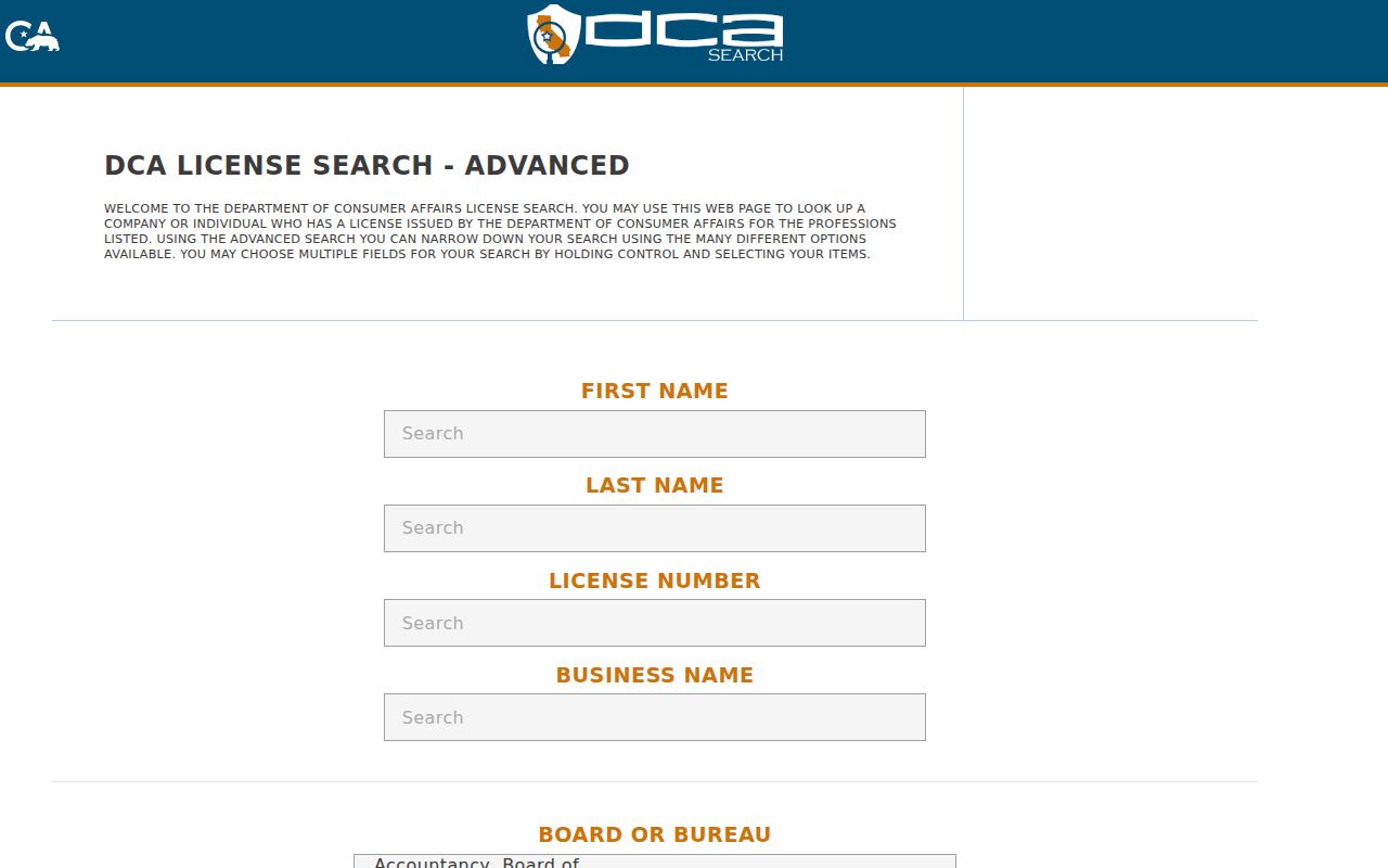 Woodland people search with California license fields