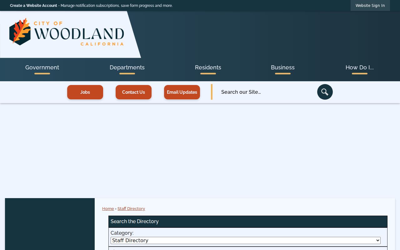Woodland people directories city staff search fields