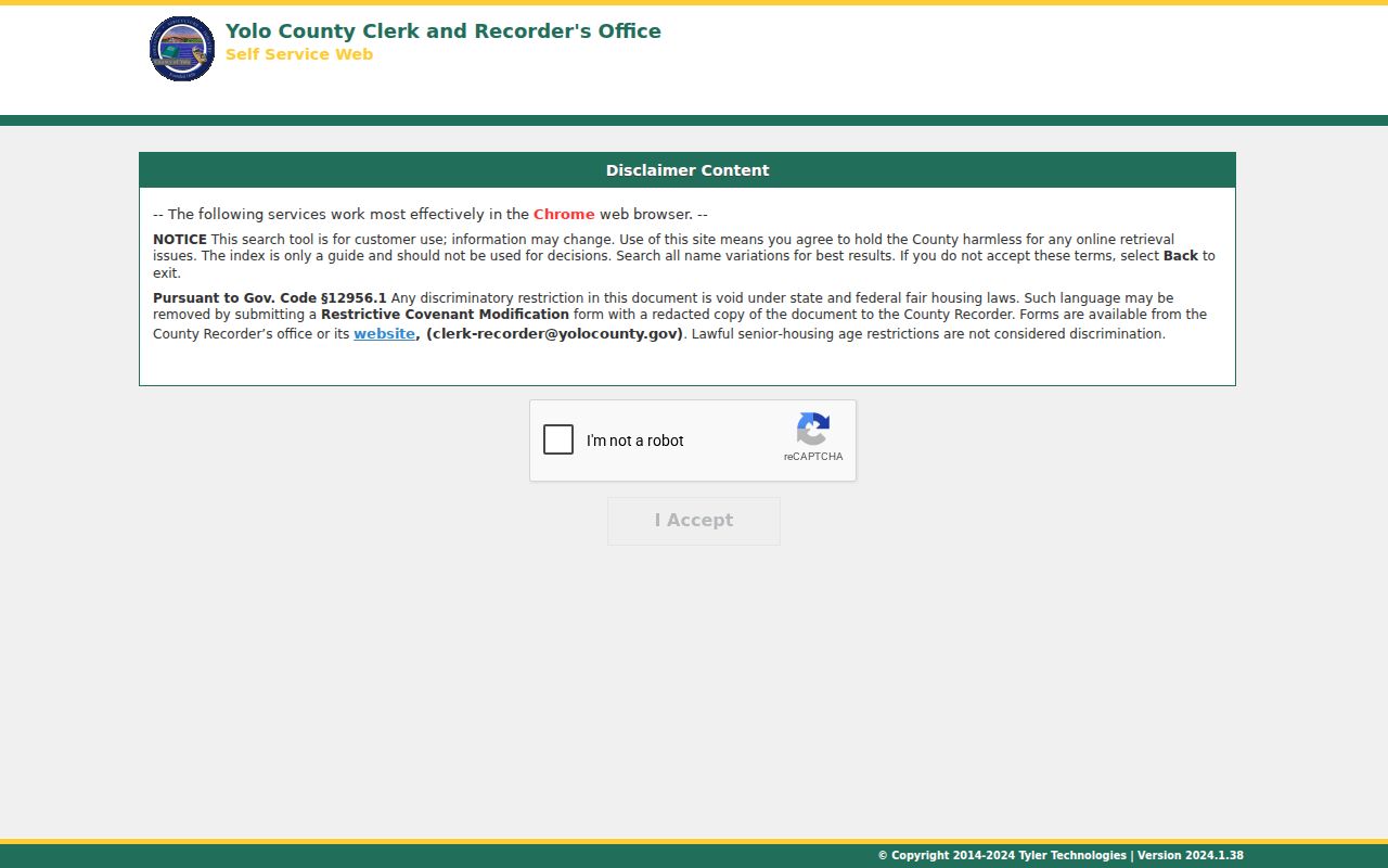 Woodland public records Tyler Self-Service disclaimer