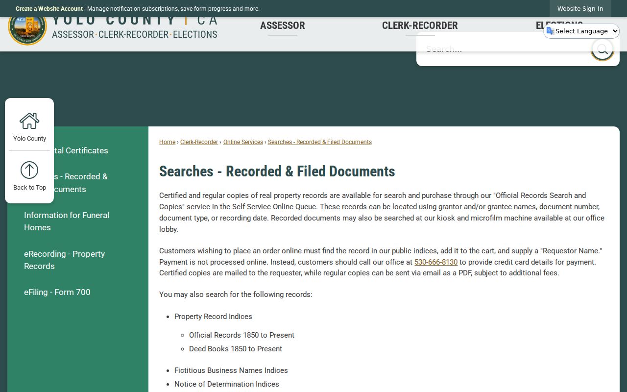 Woodland public records document search instructions